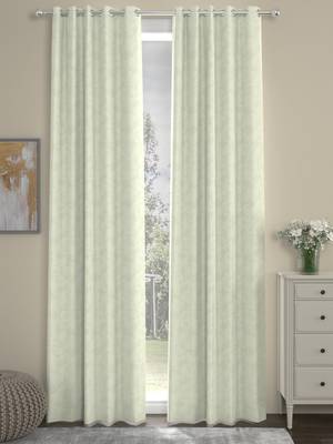 ROSARA HOME Jacquard  Pack of 2 Regular Curtains,Off White 1