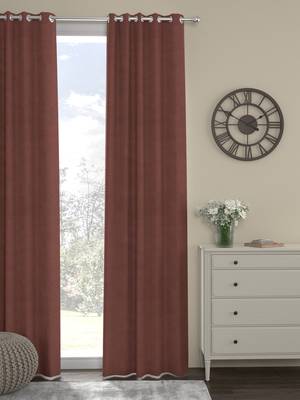ROSARA HOME Solid  Pack of Single Regular Curtain,Maroon 1