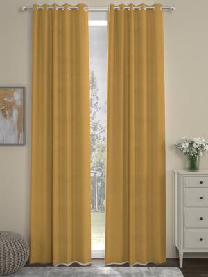 ROSARA HOME Solid  Pack of 2 Regular Curtains,Mustard 1