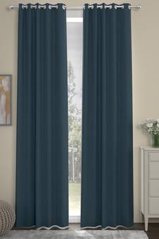 ROSARA HOME Solid  Pack of 2 Regular Curtains,Navy Blue
