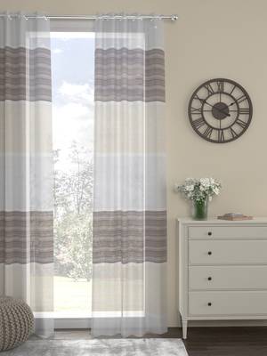 ROSARA HOME Striped  Pack of Single Sheer  Curtain,Brown 1
