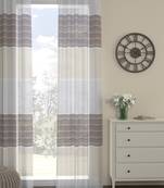ROSARA HOME Striped  Pack of Single Sheer  Curtain,Brown