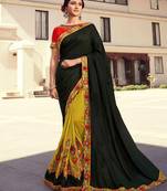 Mehendi embroidered georgette saree with blouse