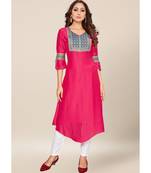 Pink silk stitched quarter sleeve   Kurti