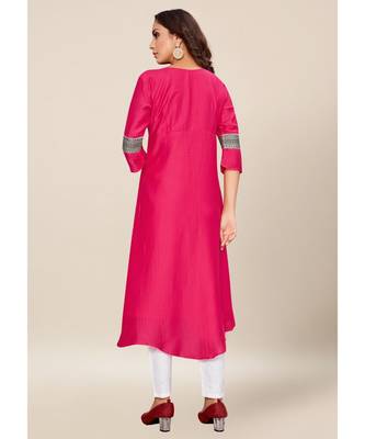 Pink silk stitched quarter sleeve   Kurti 2