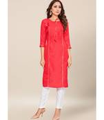 Red silk stitched quarter sleeve   Kurti