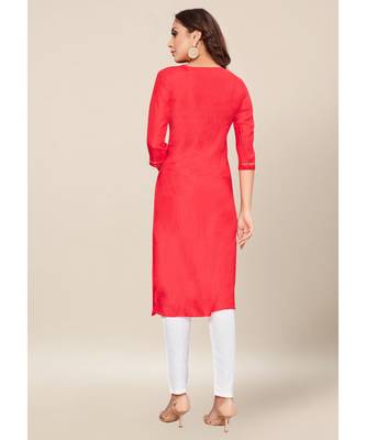 Red silk stitched quarter sleeve   Kurti 2