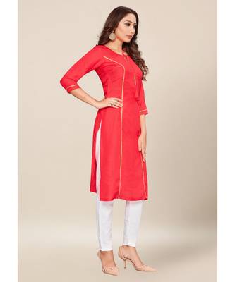 Red silk stitched quarter sleeve   Kurti 4