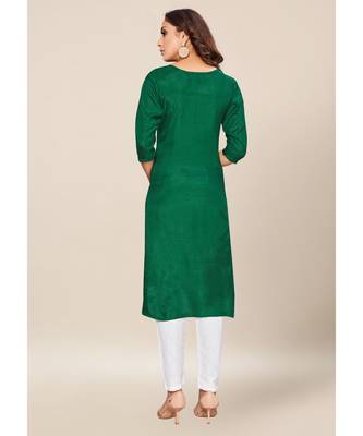 Green silk stitched quarter sleeve   Kurti 2