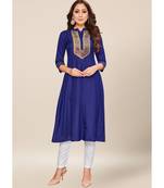 Blue silk stitched quarter sleeve   Kurti