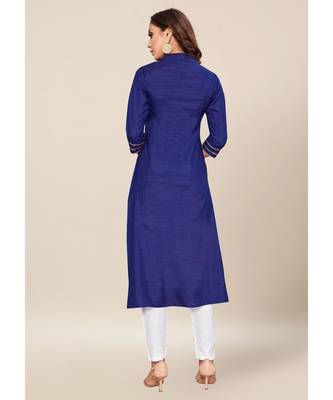Blue silk stitched quarter sleeve   Kurti 2