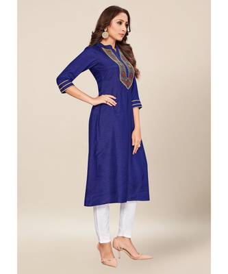 Blue silk stitched quarter sleeve   Kurti 4
