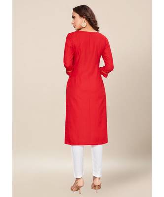 Red Cotton stitched quarter sleeve   Kurti 2
