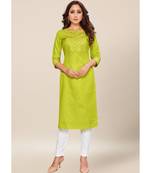 Green Cotton stitched quarter sleeve   Kurti