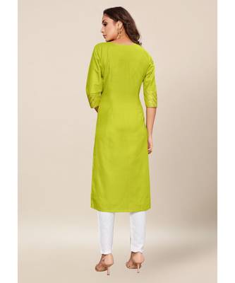 Green Cotton stitched quarter sleeve   Kurti 2