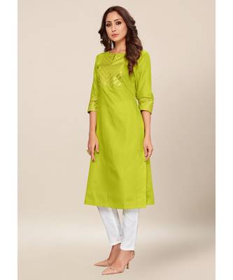 Green Cotton stitched quarter sleeve   Kurti 3