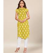 Green silk stitched cap Sleeve   Kurti
