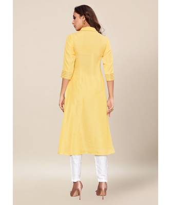 Yellow silk stitched quarter sleeve   Kurti 2