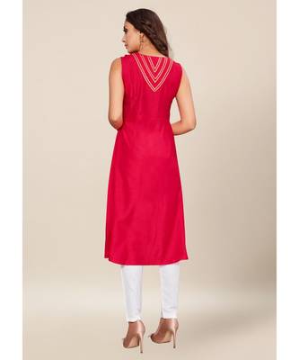 Pink silk stitched Sleeveless   Kurti 2