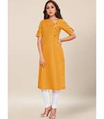 Mustard Cotton stitched half Sleeve   Kurti