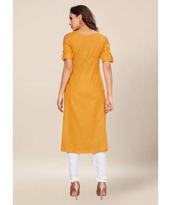 Mustard Cotton stitched half Sleeve   Kurti 2