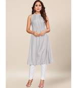 Grey silk stitched Sleeveless   Kurti