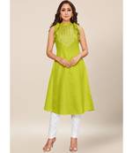Green Cotton stitched Sleeveless   Kurti