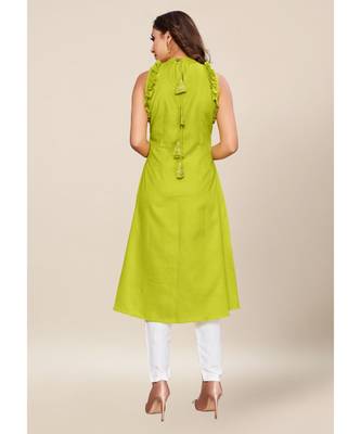 Green Cotton stitched Sleeveless   Kurti 2