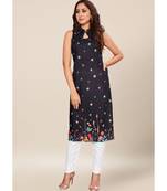 Black silk stitched Sleeveless   Kurti