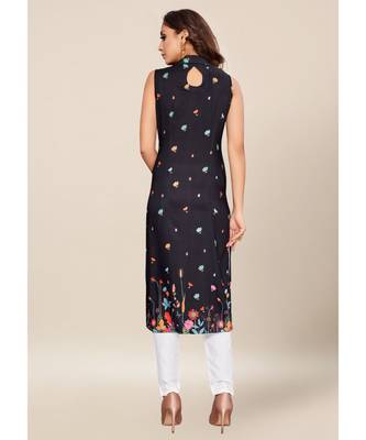 Black silk stitched Sleeveless   Kurti 2