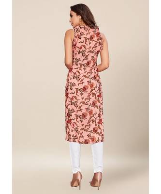 Pink silk stitched Sleeveless   Kurti 2
