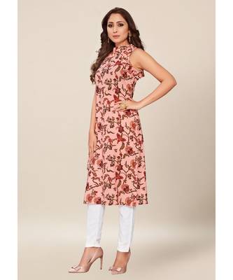 Pink silk stitched Sleeveless   Kurti 4