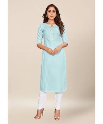 blue Cotton stitched quarter sleeve   Kurti 1