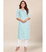 blue Cotton stitched quarter sleeve   Kurti