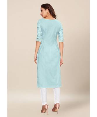 blue Cotton stitched quarter sleeve   Kurti 2
