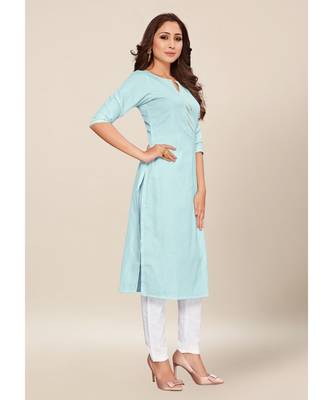 blue Cotton stitched quarter sleeve   Kurti 4