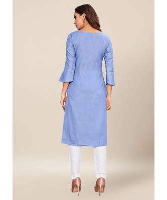Blue Cotton stitched quarter sleeve   Kurti 2