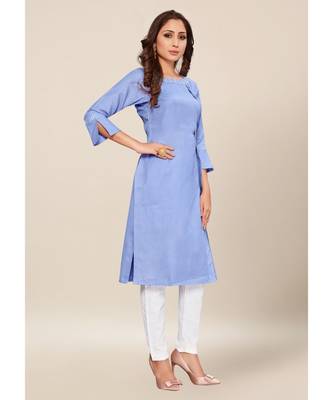 Blue Cotton stitched quarter sleeve   Kurti 4