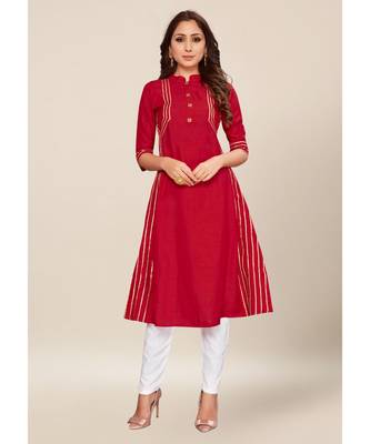 Pink silk stitched quarter sleeve   Kurti 1