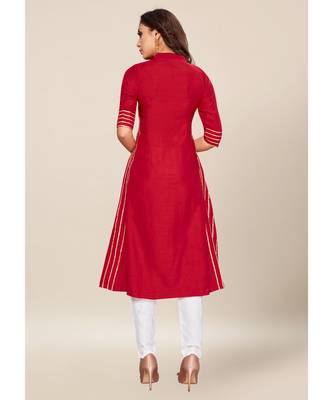 Pink silk stitched quarter sleeve   Kurti 2