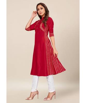 Pink silk stitched quarter sleeve   Kurti 3