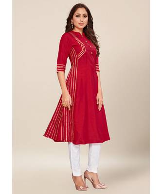 Pink silk stitched quarter sleeve   Kurti 4