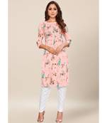 Pink silk stitched quarter sleeve   Kurti