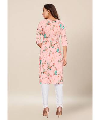 Pink silk stitched quarter sleeve   Kurti 2