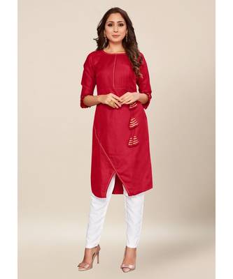 Maroon Cotton stitched quarter sleeve   Kurti 1