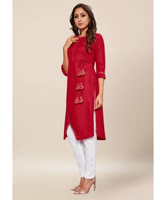 Maroon Cotton stitched quarter sleeve   Kurti 3