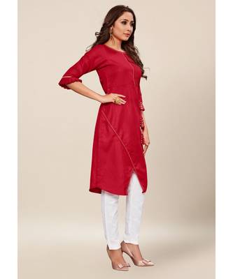 Maroon Cotton stitched quarter sleeve   Kurti 4