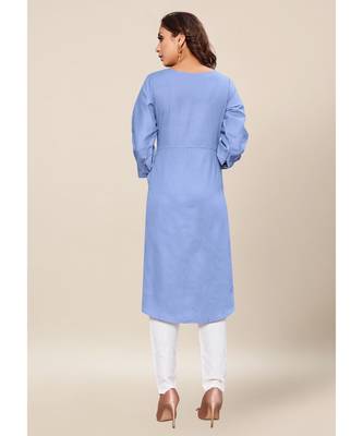 Blue Cotton stitched quarter sleeve   Kurti 2