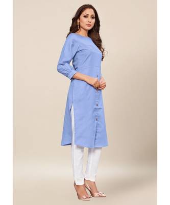 Blue Cotton stitched quarter sleeve   Kurti 3