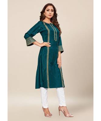 Grey silk stitched quarter sleeve   Kurti 4